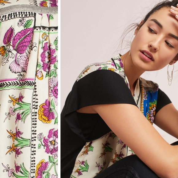 Anthropologie x TINY | Cara Wrap Top | Cream & Black | XS - Picture 2 of 8